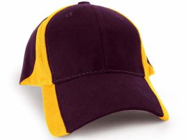 KODY Sports Premium Structured Cap with Pre-Curved Peak and Trim Design - Maroon Gold