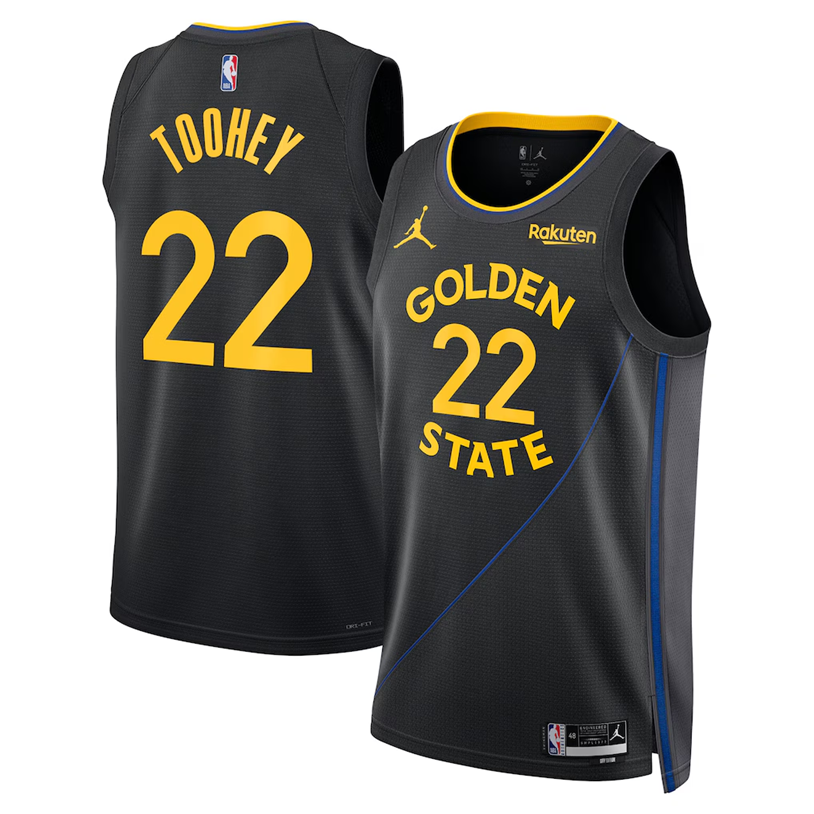 KODYSPORTS Premium Basketball Alex Toohey #22 Golden State Warriors Statement Edition Fan Support Team Jersey - Black