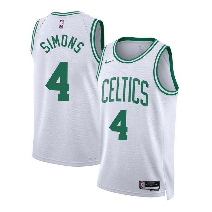 KODYSPORTS Premium Basketball Anfernee Simons #4 Boston Celtics Association Edition Fan Support Team Jersey - White