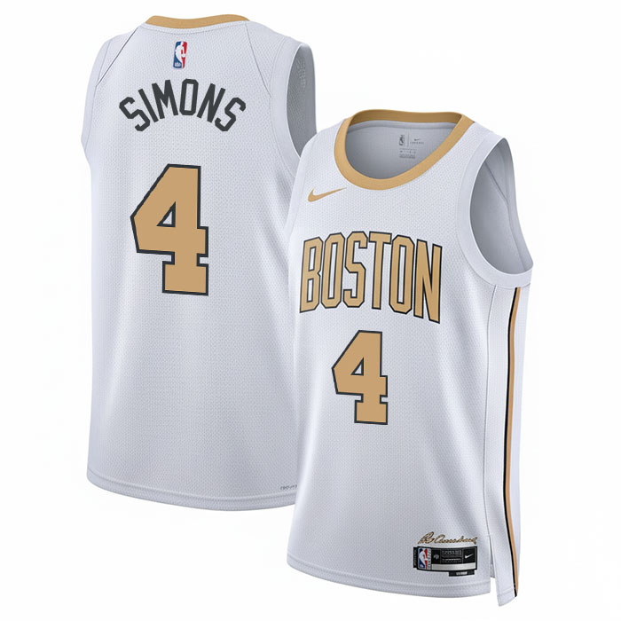 KODYSPORTS Premium Basketball Anfernee Simons #4 Boston Celtics City Edition 2025-26 Fan Support Team Jersey - White