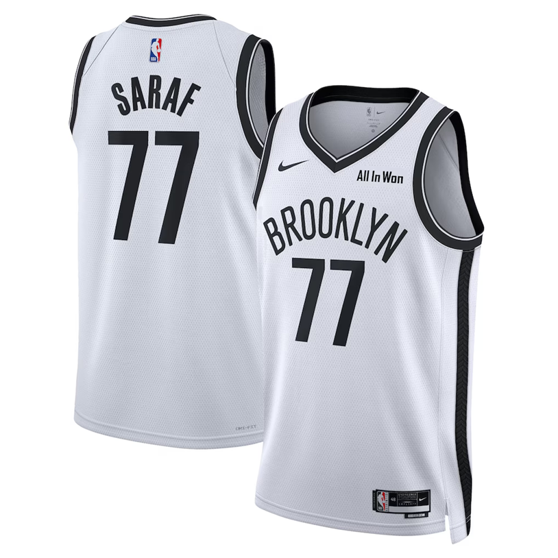 KODYSPORTS Premium Basketball Ben Saraf #77 Brooklyn Nets Association Edition Fan Support Team Jersey - White