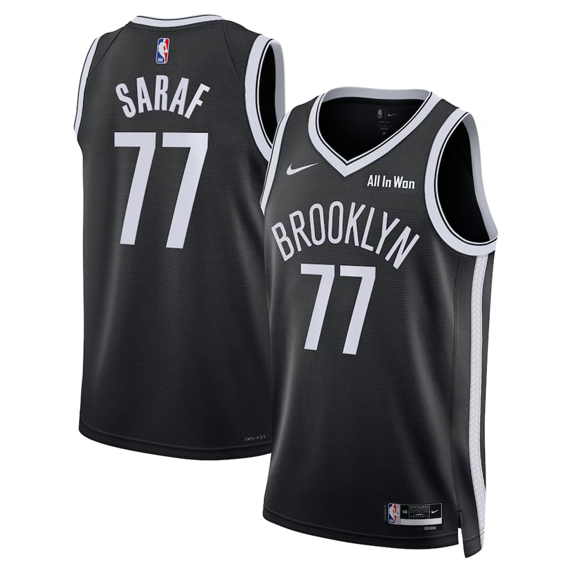KODYSPORTS Premium Basketball Ben Saraf #77 Brooklyn Nets Icon Edition Fan Support Team Jersey - Black