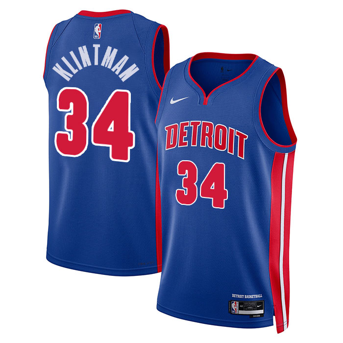 KODYSPORTS Premium Basketball Bobi Klintman #34 Detroit Pistons Icon Edition Fan Support Team Jersey - Blue