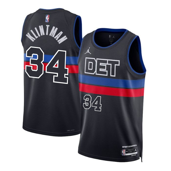 KODYSPORTS Premium Basketball Bobi Klintman #34 Detroit Pistons Statement Edition Fan Support Team Jersey - Black