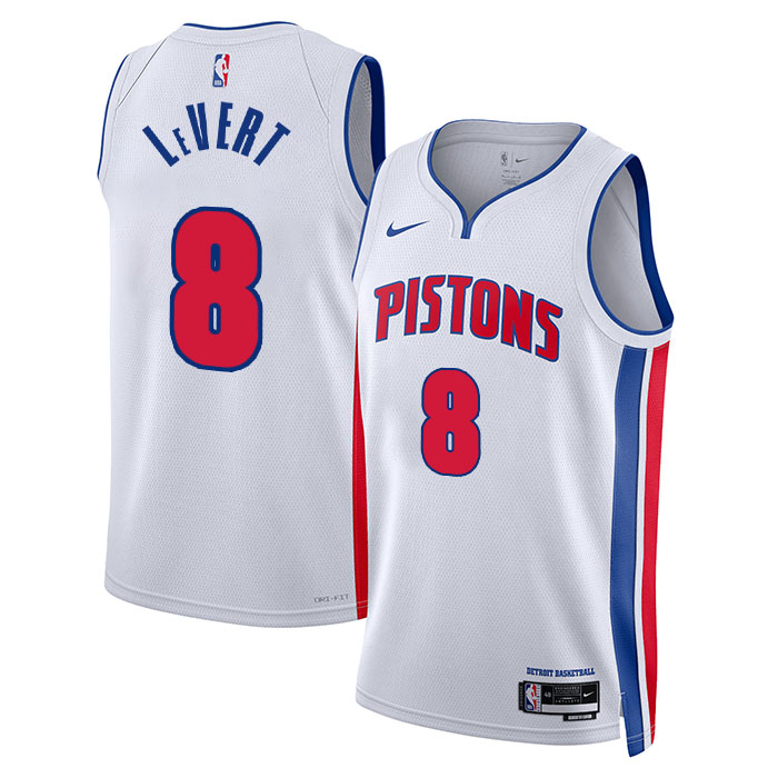 KODYSPORTS Premium Basketball Caris LeVert #8 Detroit Pistons Association Edition Fan Support Team Jersey - White