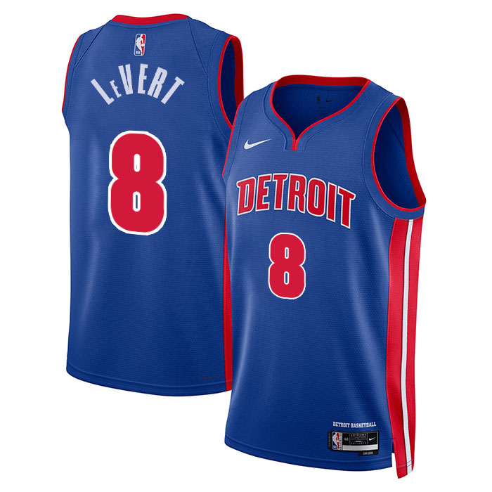 KODYSPORTS Premium Basketball Caris LeVert #8 Detroit Pistons Icon Edition Fan Support Team Jersey - Blue