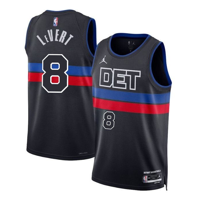 KODYSPORTS Premium Basketball Caris LeVert #8 Detroit Pistons Statement Edition Fan Support Team Jersey - Black
