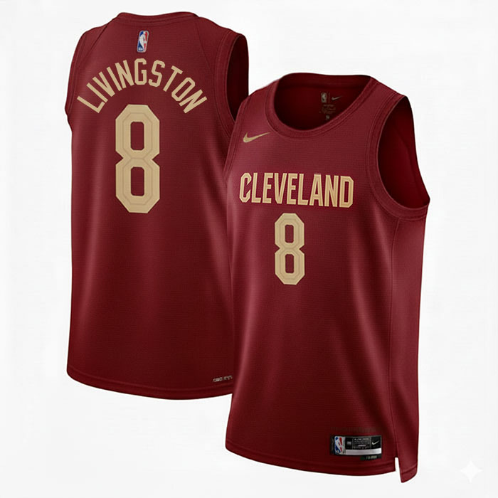 KODYSPORTS Premium Basketball Chris Livingston #8 Cleveland Cavaliers Icon Edition Fan Support Team Jersey - Marron