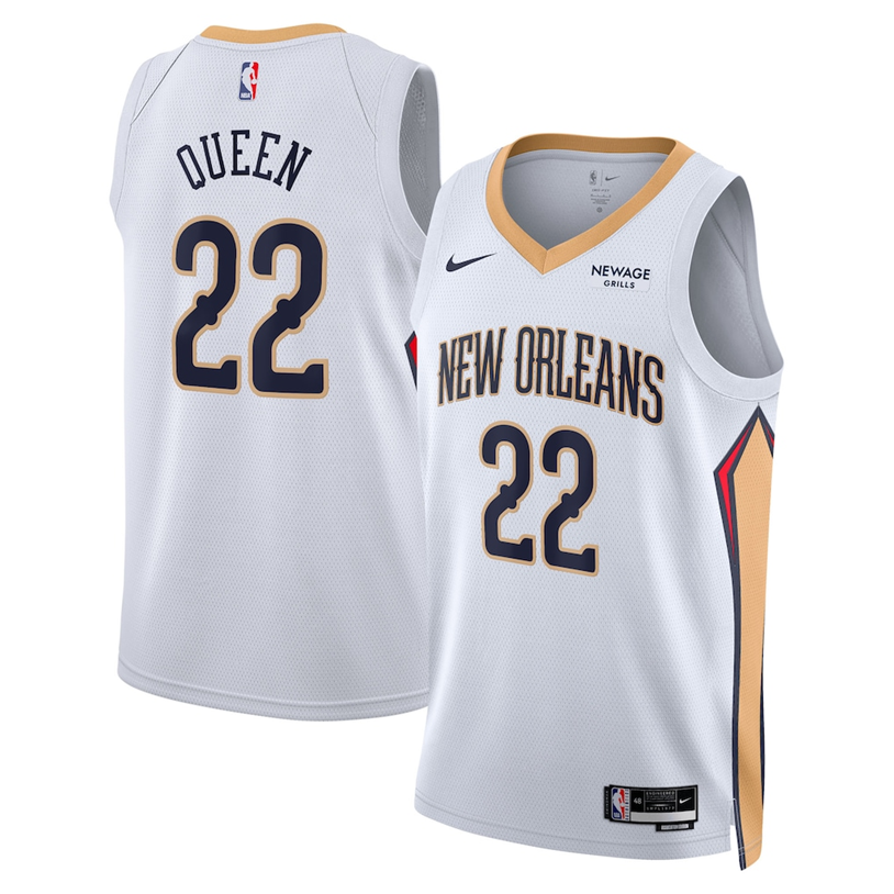 KODYSPORTS Premium Basketball Derik Queen #22 New Orleans Pelicans Association Edition Fan Support Team Jersey - White
