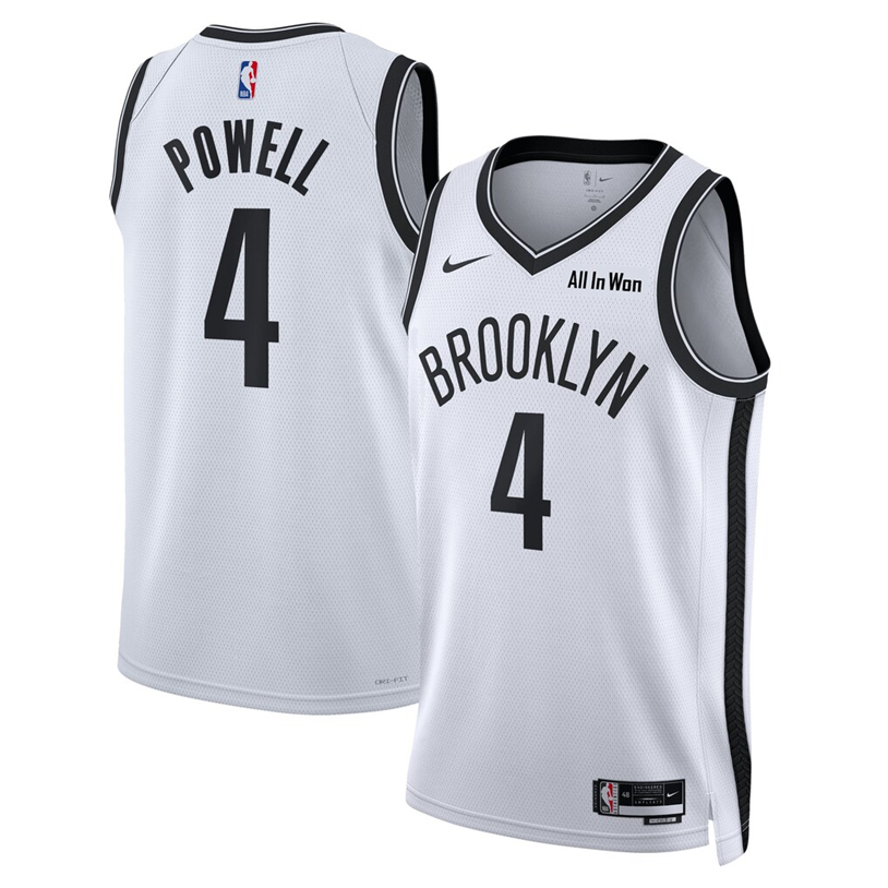 KODYSPORTS Premium Basketball Drake Powell #4 Brooklyn Nets Association Edition Fan Support Team Jersey - White