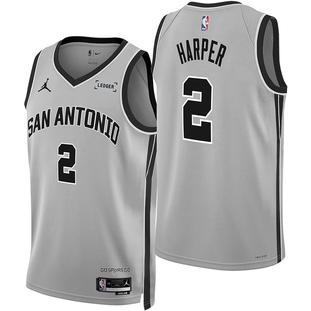 KODYSPORTS Premium Basketball Dylan Harper #2 San Antonio Spurs Statement Edition Fan Support Team Jersey - Grey