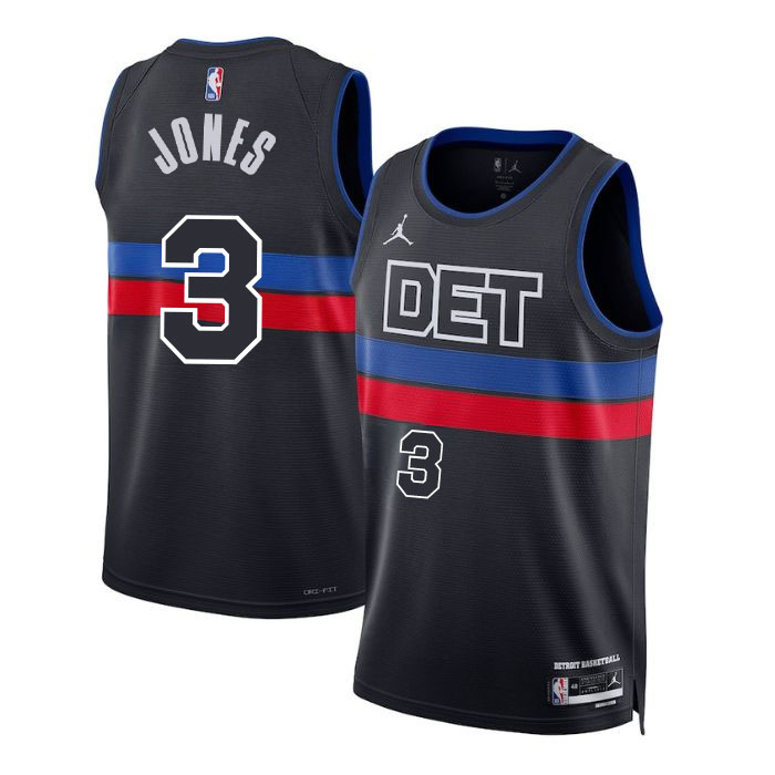 KODYSPORTS Premium Basketball Isaac Jones #3 Detroit Pistons Statement Edition Fan Support Team Jersey - Black