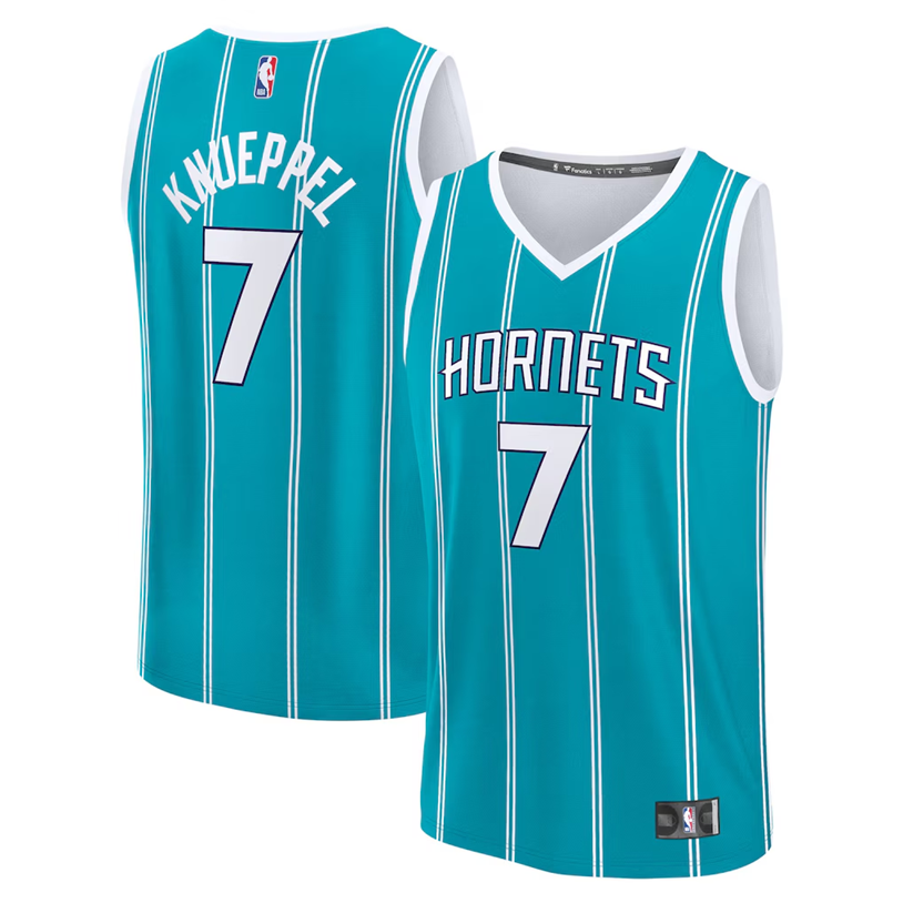 KODYSPORTS Premium Basketball Kon Knueppel #7 Charlotte Hornets Icon Edition Fan Support Team Jersey - Aqua