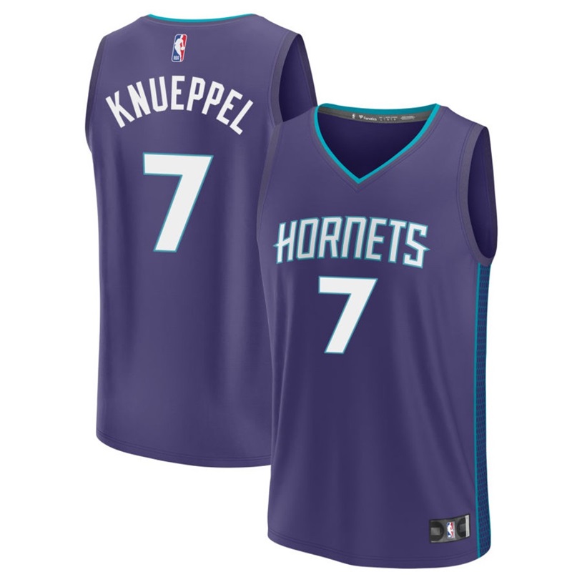 KODYSPORTS Premium Basketball Kon Knueppel #7 Charlotte Hornets Statement Edition Fan Support Team Jersey - Purple
