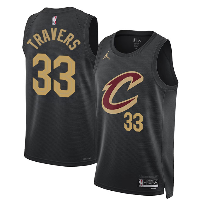 KODYSPORTS Premium Basketball Luke Travers #33 Cleveland Cavaliers Statement Edition Fan Support Team Jersey - Black