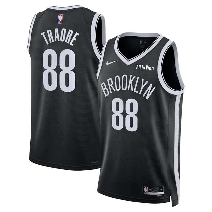 KODYSPORTS Premium Basketball Nolan Traoré #88 Brooklyn Nets Icon Edition Fan Support Team Jersey - Black