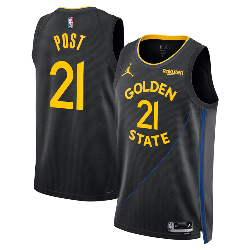KODYSPORTS Premium Basketball Quinten Post #21 Golden State Warriors Statement Edition Fan Support Team Jersey - Black