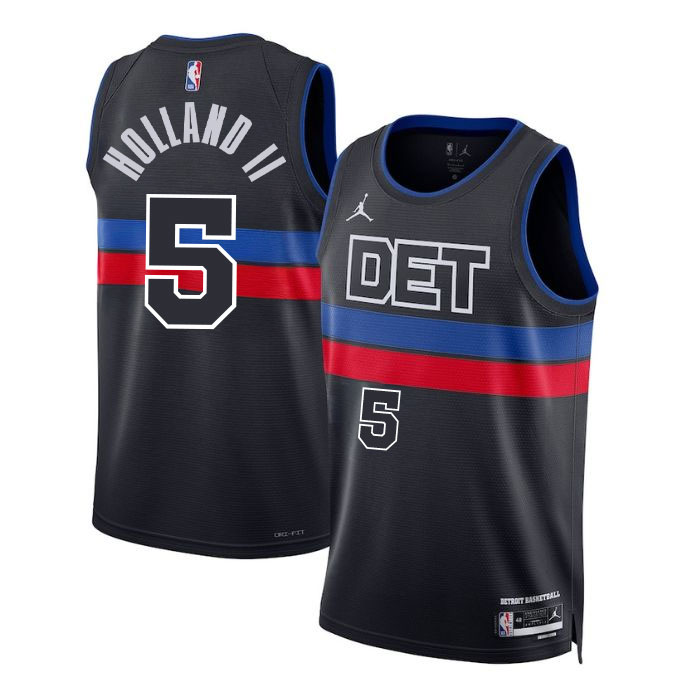 KODYSPORTS Premium Basketball Ronald Holland II #5 Detroit Pistons Statement Edition Fan Support Team Jersey - Black