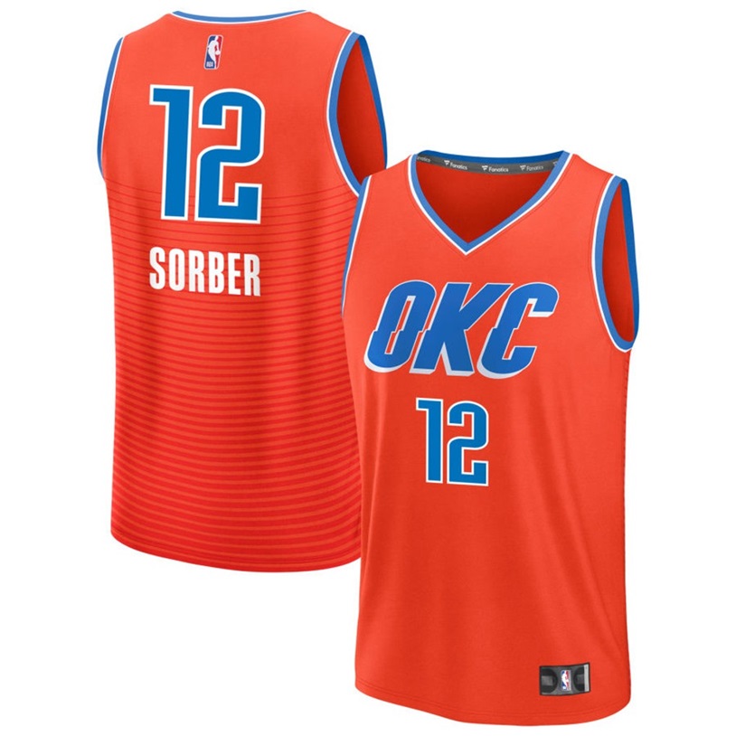 KODYSPORTS Premium Basketball Thomas Sorber #12 Oklahoma City Thunder Statement Edition Fan Support Team Jersey - Orange