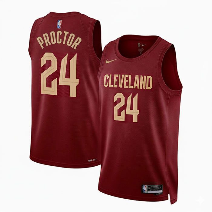 KODYSPORTS Premium Basketball Tyrese Proctor #24 Cleveland Cavaliers Icon Edition Fan Support Team Jersey - Marron