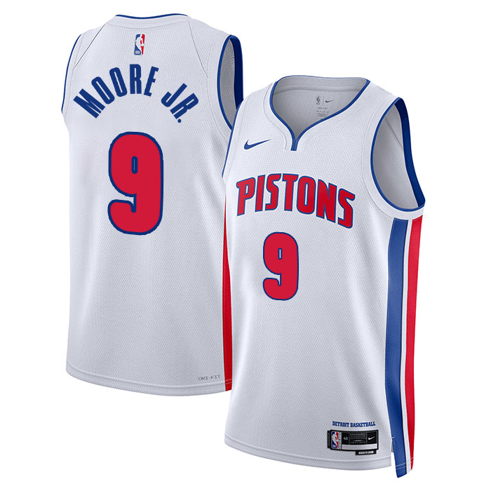 KODYSPORTS Premium Basketball Wendell Moore Jr. #9 Detroit Pistons Association Edition Fan Support Team Jersey - White