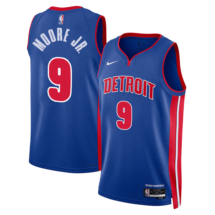 KODYSPORTS Premium Basketball Wendell Moore Jr. #9 Detroit Pistons Icon Edition Fan Support Team Jersey - Blue