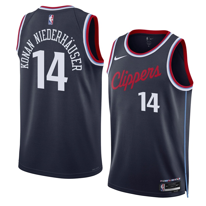 KODYSPORTS Premium Basketball Yanic Konan Niederhauser #14 Los Angeles Clippers Icon Edition Fan Support Team Jersey - Navy