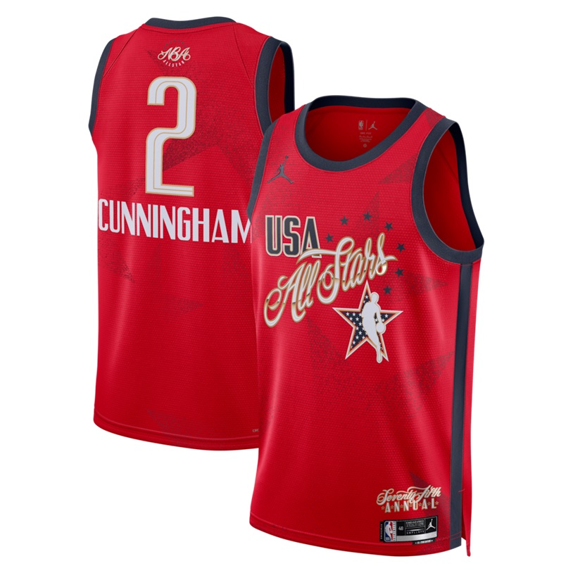 KODYSPORTS Premium Basketball Cade Cunningham #2 All-star 2026 Edition Fan Support Team Jersey - Red