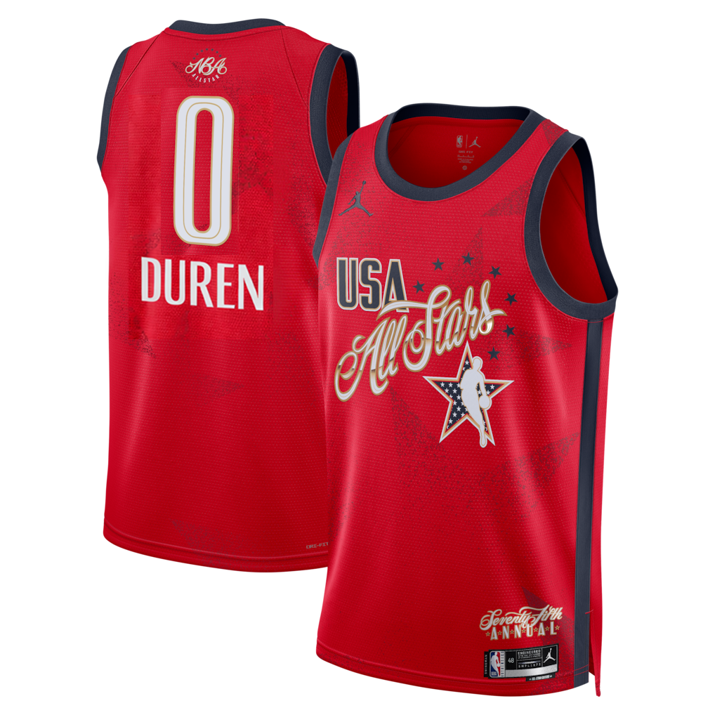 KODYSPORTS Premium Basketball Jalen Duren #0 All-star 2026 Edition Fan Support Team Jersey - Red
