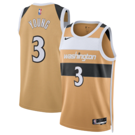 KODYSPORTS Premium Basketball Trae Young #3 Washington Wizards City Edition 2025-26 Fan Support Team Jersey - Tan