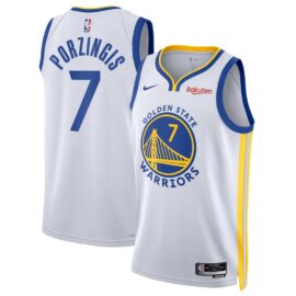 KODYSPORTS Premium Basketball Kristaps Porzingis #7 Golden State Warriors Association Edition 2025-26 Fan Support Team Jersey - White