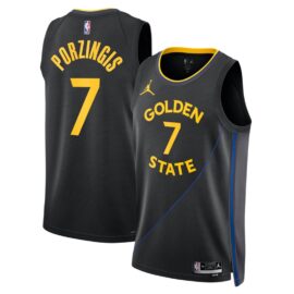 KODYSPORTS Premium Basketball Kristaps Porzingis #7 Golden State Warriors Statement Edition 2025-26 Fan Support Team Jersey - Black