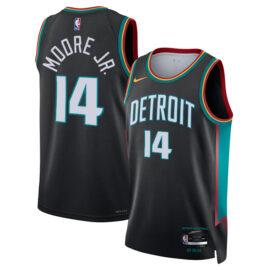KODYSPORTS Premium Basketball Wendell Moore Jr. #14 Detroit Pistons City Edition 2025-26 Fan Support Team Jersey - Charcoal