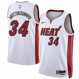 KODYSPORTS Premium Basketball Antetokounmpo #34 Miami Heat Association Edition Fan Support Team Jersey - White