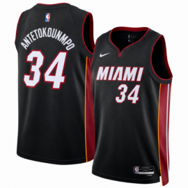 KODYSPORTS Premium Basketball Antetokounmpo #34 Miami Heat Icon Edition Fan Support Team Jersey - Black