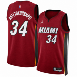 KODYSPORTS Premium Basketball Antetokounmpo #34 Miami Heat Statement Edition Fan Support Team Jersey - Red