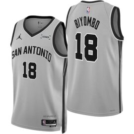KODYSPORTS Premium Basketball Biyombo #18 San Antonio Spurs Statement Edition Fan Support Team Jersey - Grey