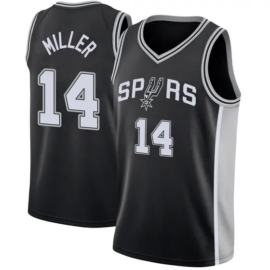 KODYSPORTS Premium Basketball Emanuel Miller #14 San Antonio Spurs Icon Edition Fan Support Team Jersey - Black