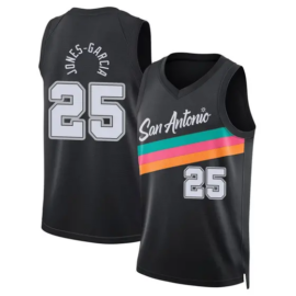 KODYSPORTS Premium Basketball Jones Garcia #25 San Antonio Spurs City Edition Fan Support Team Jersey - Black