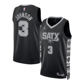 KODYSPORTS Premium Basketball Keldon Johnson #3 San Antonio Spurs Statement Edition Fan Support Team Jersey - Black