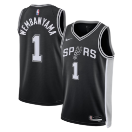 KODYSPORTS Premium Basketball Victor Wembanyama #1 San Antonio Spurs Icon Edition Fan Support Team Jersey - Black