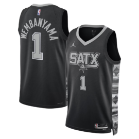 KODYSPORTS Premium Basketball Victor Wembanyama #1 San Antonio Spurs Statement Edition Fan Support Team Jersey - Black