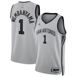 KODYSPORTS Premium Basketball Victor Wembanyama #1 San Antonio Spurs Statement Edition Fan Support Team Jersey - Grey