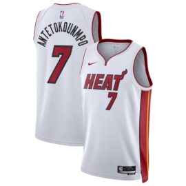 KODYSPORTS Premium Basketball Antetokounmpo #7 Miami Heat Association Edition Fan Support Team Jersey - White