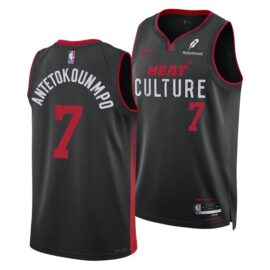 KODYSPORTS Premium Basketball Antetokounmpo #7 Miami Heat Culture Edition Fan Support Team Jersey - Black
