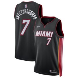 KODYSPORTS Premium Basketball Antetokounmpo #7 Miami Heat Icon Edition Fan Support Team Jersey - Black