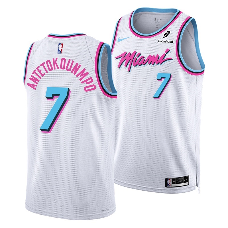 Basketball Antetokounmpo #7 Miami Heat VICE Edition Fan Support Team Jersey - White