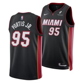 KODYSPORTS Premium Basketball Bobby Portis #95 Miami Heat Icon Edition Fan Support Team Jersey - Black