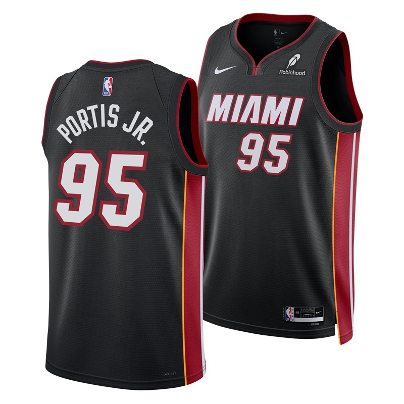 Basketball Bobby Portis #95 Miami Heat Icon Edition Fan Support Team Jersey - Black