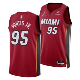 KODYSPORTS Premium Basketball Bobby Portis #95 Miami Heat Statement Edition Fan Support Team Jersey - Red